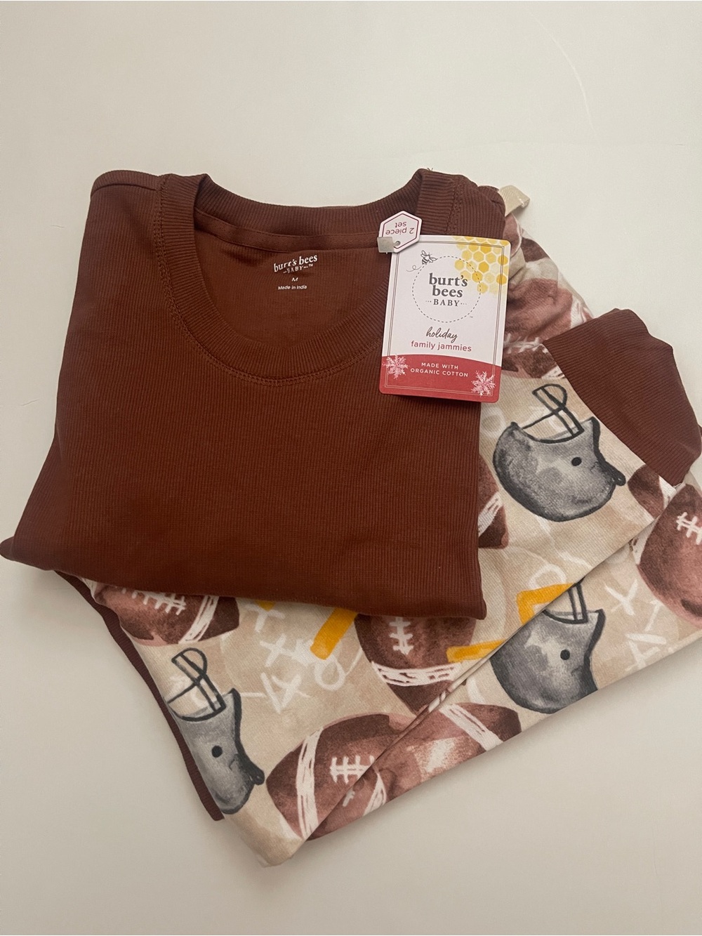 Burt's Bees women’s organic cotton with Football Print Pajama Set